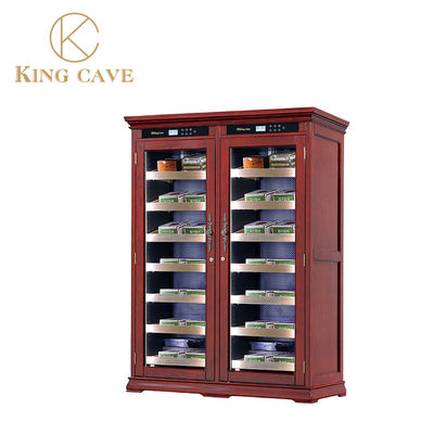 Large Capacity Cigar Cooler Humidor Double Glass Door LED Lighting