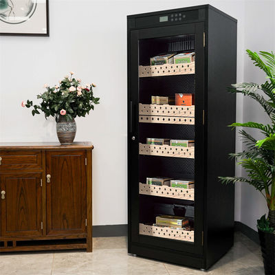 Exquisite Black Wood Cigar Cooler Humidor With Precision Climate Control