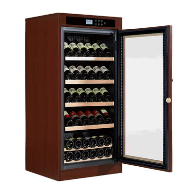 Guter Preis Freistehender Holz-Weinkühlschrank mit thermoelektrischer Kühlung UV-schützende Glastür und abnehmbare Holzregale Online
