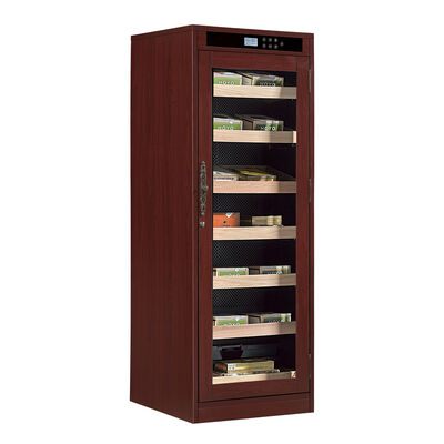 Guter Preis Zigarrenkühlschrank-Humidor-Schrank in reicher Mahagoni-Optik mit integrierter Befeuchtung und thermoelektrischer Kühlung Online