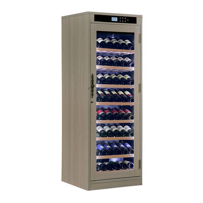 Guter Preis Hellgrauer Massivholz-Weinkühler mit herausnehmbaren Holzböden, digitalem Touch-Panel und einem Geräuschpegel von weniger als 42 dB Online