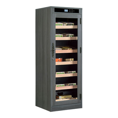 Guter Preis Luxuriöser Humidor-Kühler für Zigarren aus massivem Holz mit verstellbarem Feuchtigkeitstablett, eingebautem Thermometer und herausnehmbaren Einlegeböden Online