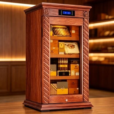 Guter Preis Exquisiter Vintage-Zigarrenkühler aus massivem Holz, Humidor-Schrank Online