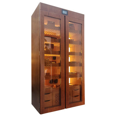 Guter Preis Zwei-Türer Holzrahmen Schrank Zigarrenkühler Luftbefeuchter mit LED-Beleuchtung Online