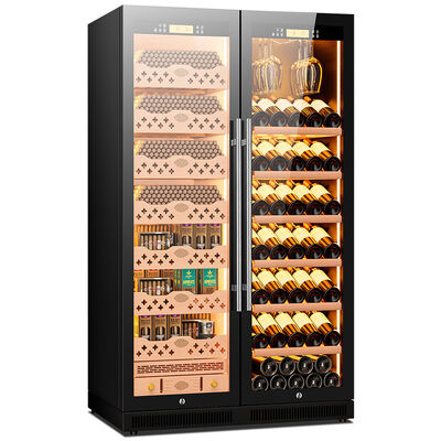 Guter Preis Zwei-Zonen-Humidor-Schrank für elektronische Zigarren mit spanischen Zederregalen Online