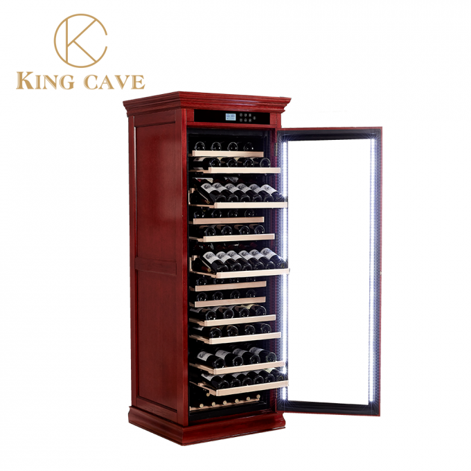 Humidity and Temperature Control Wood Frame Electric Cigar Cooler Featuring LED Light Equipped with elegant LED lighting, this electric cigar cooler is a harmonious blend of technology and craftsmanship designed to maintain your cigars' pristine condition while adding a touch of sophistication to any setting. Product Highlights 1. Advanced Humidity & Temperature Control System At the heart of this exceptional cooler lies its precise humidity and temperature control mechanism. Maintaining an optimal environment is crucial for cigar storage, ensuring that each puff delivers an unrivaled experience. With adjustable settings, you can effortlessly set and monitor the desired levels, ranging from 60% to 70% relative humidity and temperatures between 65-75°F (18-24°C),  creating the perfect conditions for aging and preserving your collection. 2. Sturdy Wood Frame Construction Encased in a beautifully crafted wood frame, our cooler not only provides robust protection against external elements but also exudes timeless elegance. The choice of high-quality wood enhances the aesthetic appeal, making it a centerpiece in any room while offering excellent insulation properties to maintain internal climate stability. 3. Incorporated LED Lighting Illuminating your treasured cigars has never been more captivating. The integrated LED lighting system casts a gentle, even glow across the interior, highlighting the rich hues and textures of your cigars without generating excess heat. This feature adds a touch of luxury and allows for easy visibility, even in dimly lit environments. 4. Spacious Capacity Designed with space in mind, this cooler boasts ample storage capacity to accommodate a sizable collection of cigars. Its intelligent layout optimizes airflow, ensuring uniform humidity distribution throughout, which is essential for consistent cigar care. Whether you're a casual smoker or a connoisseur with a vast assortment, there's room for everyone. 5.User-Friendly Digital Display & Controls Ease of use was a top priority in designing our cooler. The intuitive digital display clearly shows current humidity and temperature levels, while simple controls allow for quick adjustments. Plus, the unit includes a hygrometer and thermometer for manual verification, ensuring absolute accuracy in monitoring your cigars' environment. 6. Energy Efficiency Saving energy without compromising performance, our electric cooler operates quietly and efficiently, minimizing electricity consumption while maintaining the ideal conditions for your cigars. It's an eco-conscious solution that doesn't sacrifice on quality. In addition to our ready-made electric cigar coolers, we also provide customized solutions suited for both residential and commercial environments, including cigar shops. Please contact us to discuss your specific requirements for a custom electric cigar cooler. Should you be interested in placing a bulk order for electric cigar cooler, additional discounts are applicable for larger quantities. Kindly reach out to us for a tailored quote. e.
